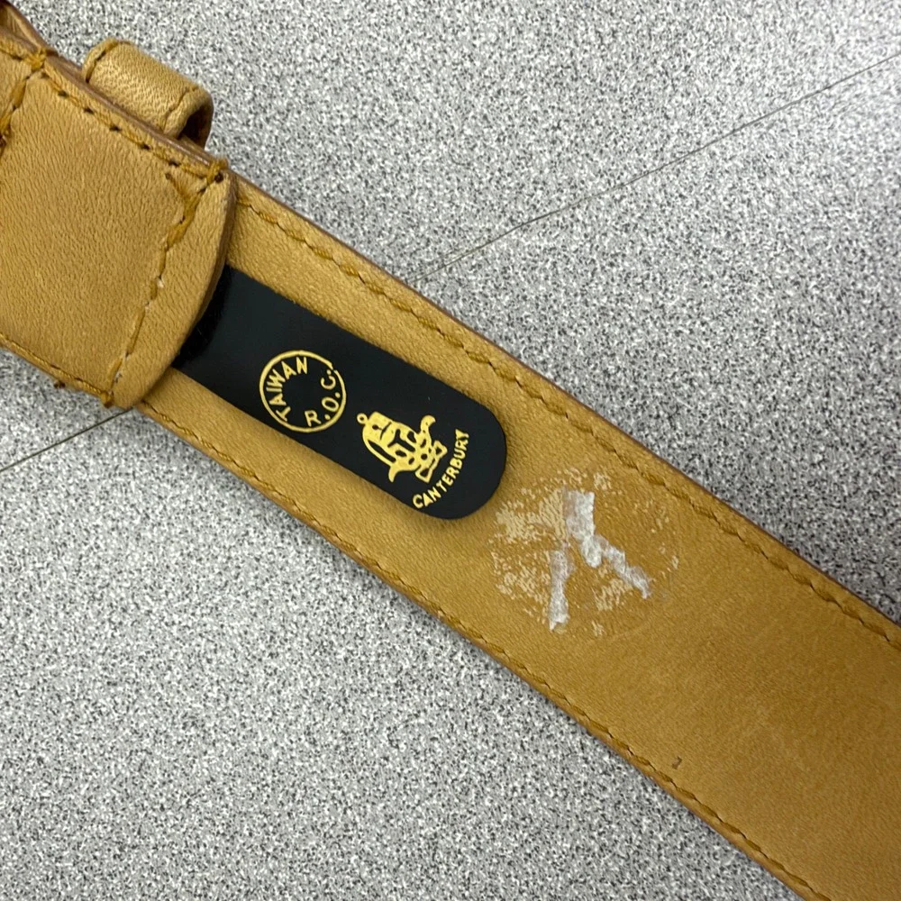 Canterbury Belt Mens 36 Tan Glove Leather Gold Tone Buckle Classic Vtg 1in